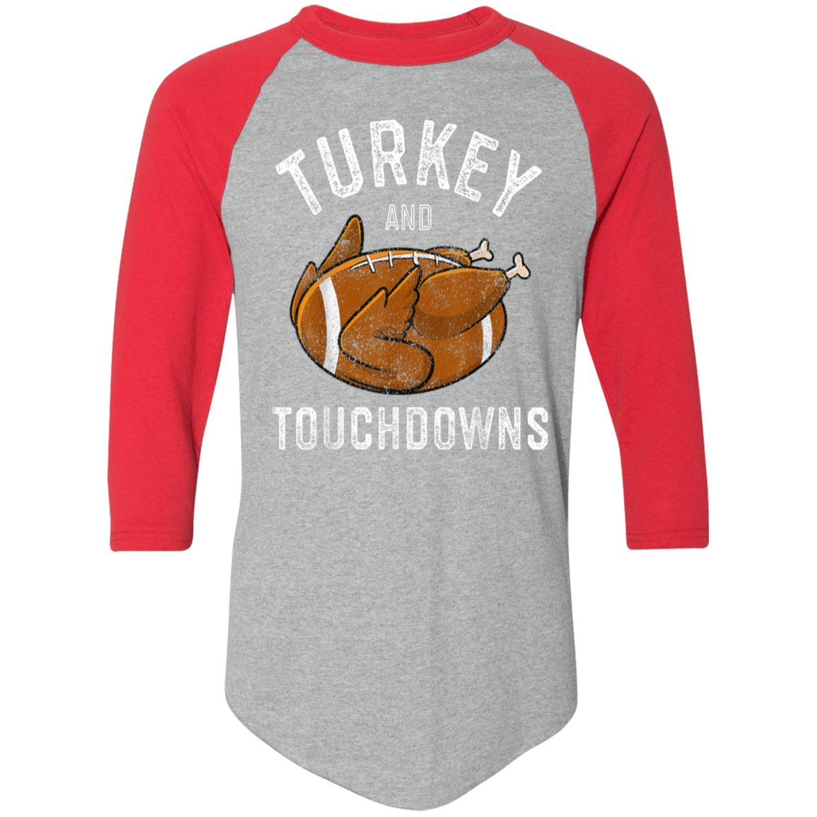 Turkey and Touchdowns Thanksgiving Football Colorblock Raglan Jersey