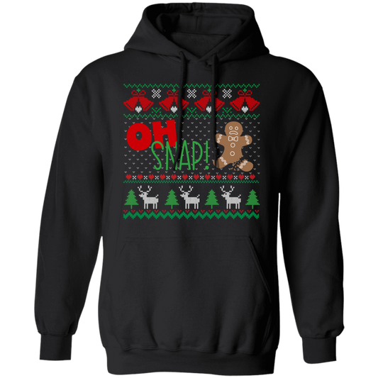 Oh Snap! Gingerbread Man Ugly Christmas Sweater Pullover Hoodie