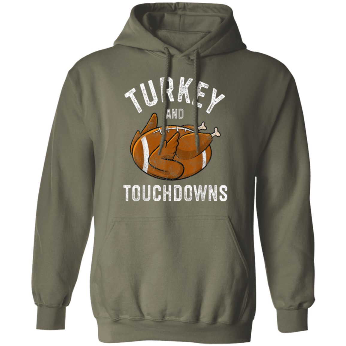 Turkey and Touchdowns Thanksgiving Football Pullover Hoodie