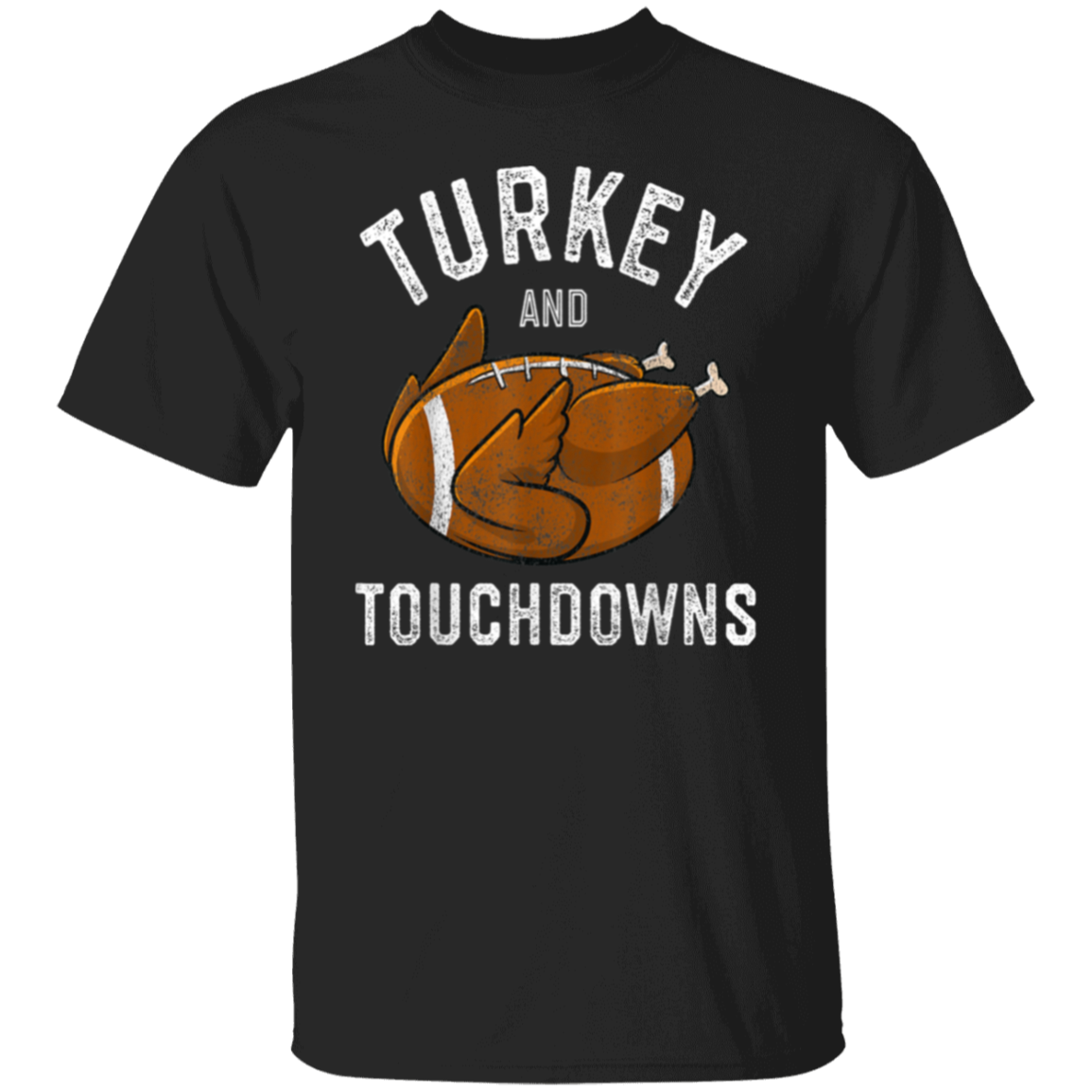 Turkey and Touchdowns Thanksgiving Football T-Shirt