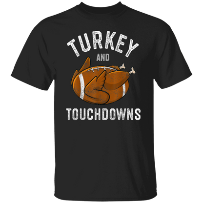 Turkey and Touchdowns Thanksgiving Football T-Shirt