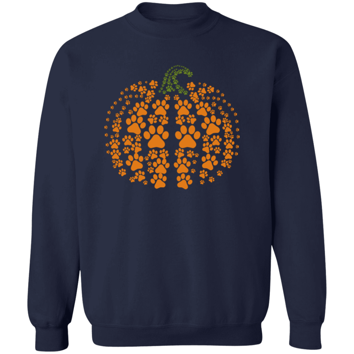 Dog Pawprint Pumpkin Fall Crewneck Pullover Sweatshirt