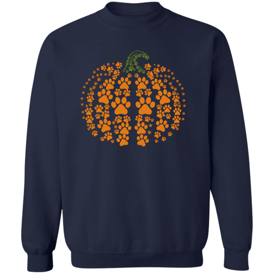 Dog Pawprint Pumpkin Fall Crewneck Pullover Sweatshirt