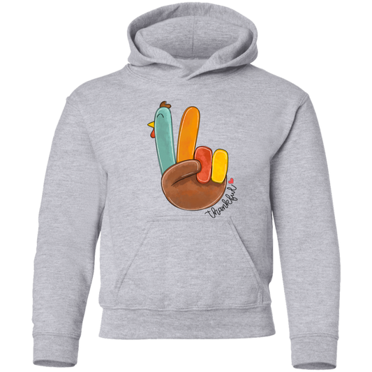 Peace Sign Turkey Thanksgiving Youth Pullover Hoodie