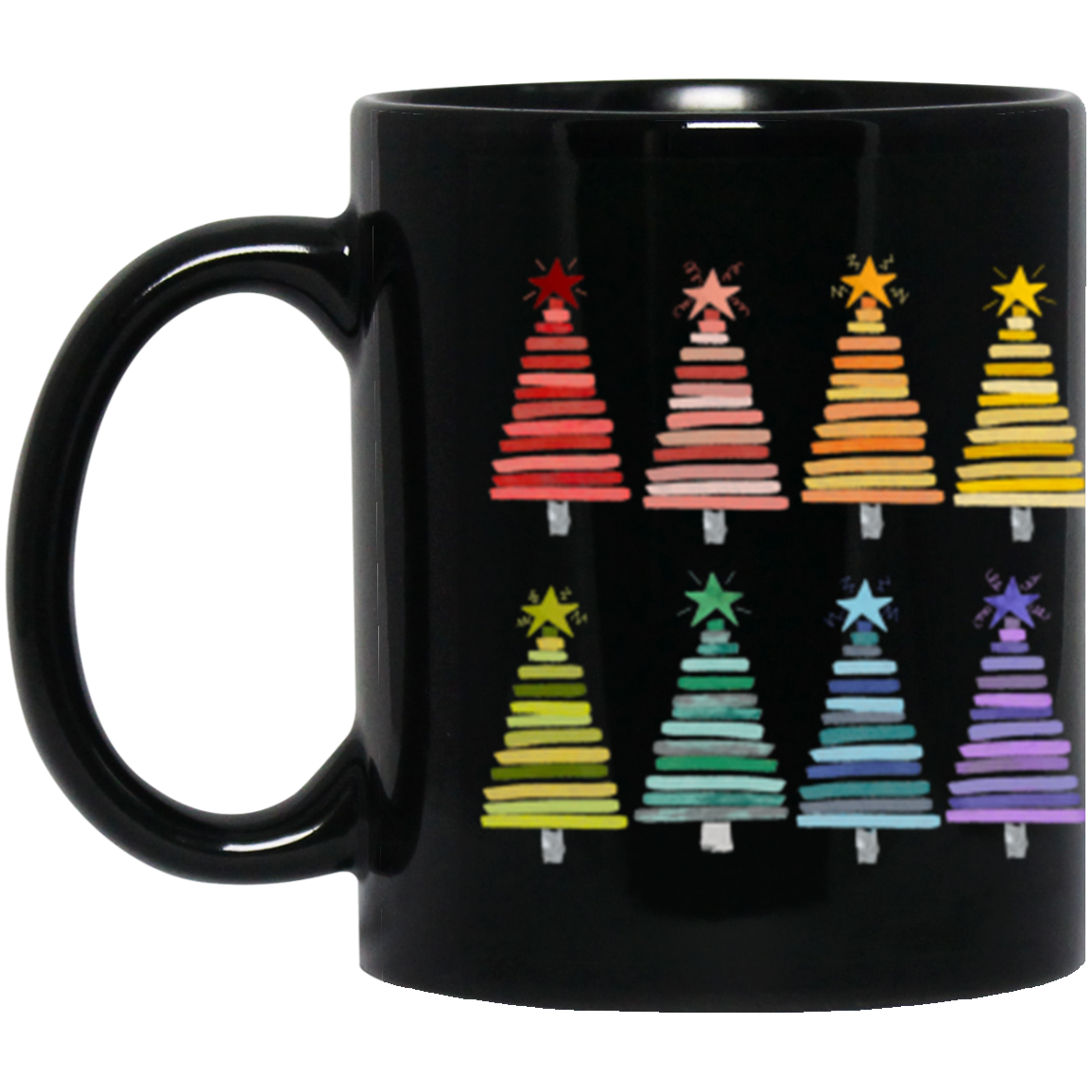 Colorful Rainbow Christmas Trees Collection - Graphic T-Shirts, Long-Sleeve Tees, Hoodie Tees, Sweatshirts, & Mugs