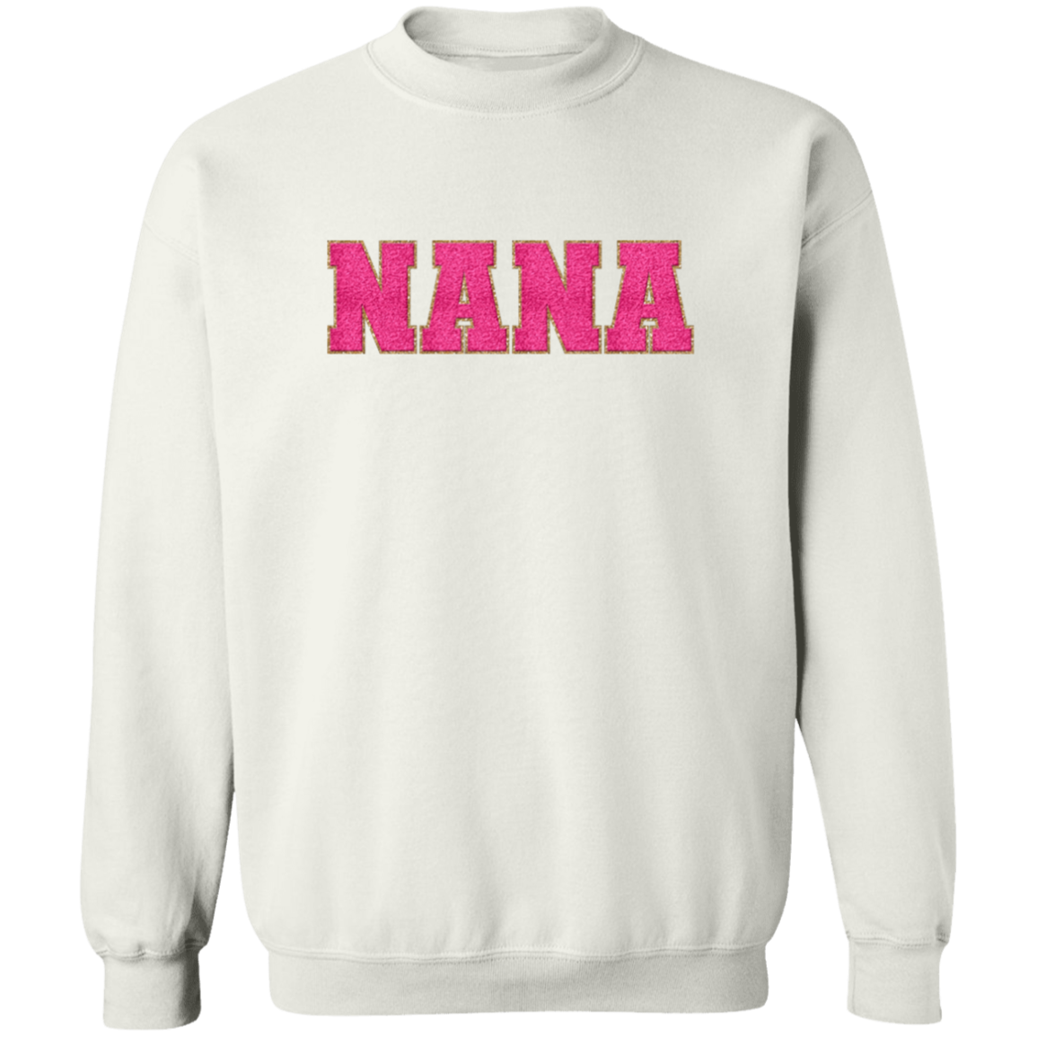 Nana, Mama, & Mini Sweatshirt Collection - Pink Faux Chenille Glitter Patch Matching Family Shirts