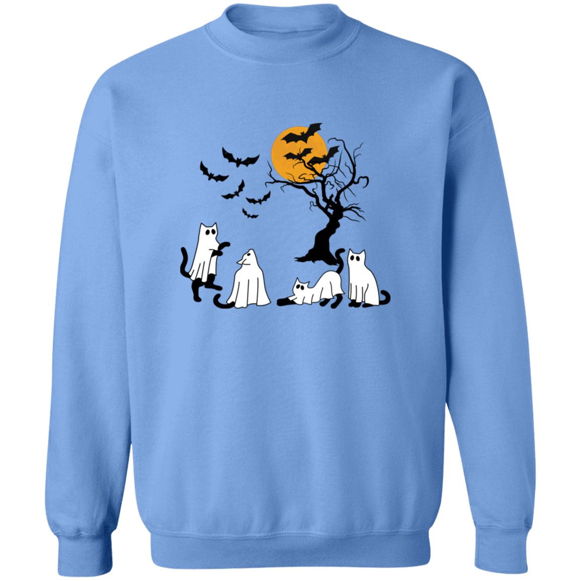 Ghost Cats Halloween Crewneck Pullover Sweatshirt