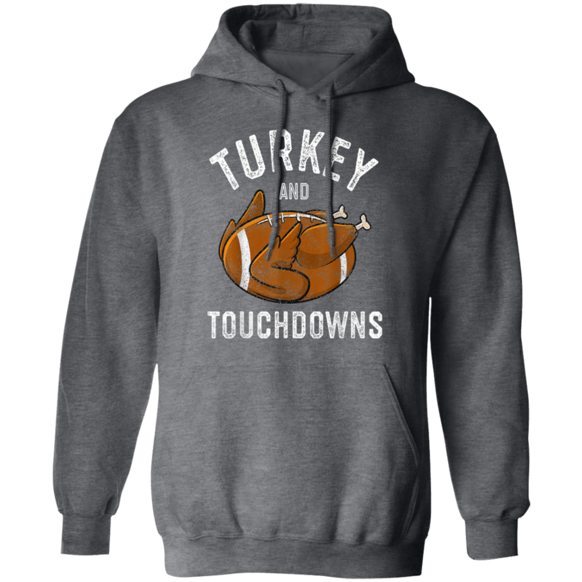 Turkey and Touchdowns Thanksgiving Football Pullover Hoodie