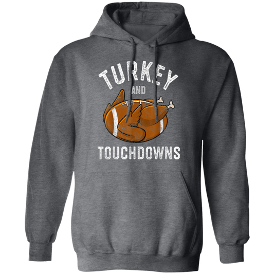 Turkey and Touchdowns Thanksgiving Football Pullover Hoodie