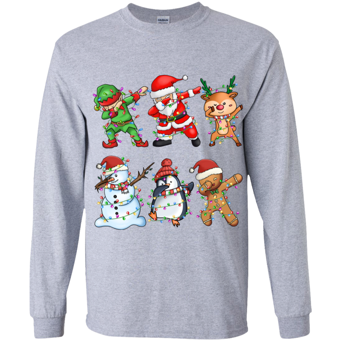 Dabbing Christmas Friends: Elf, Santa, Rudolph, Frosty+ Youth LS T-Shirt