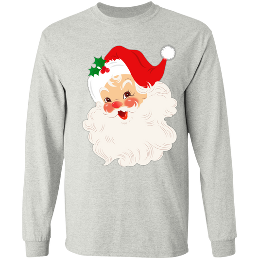 Retro Santa Claus Vintage Style Christmas LS T-Shirt