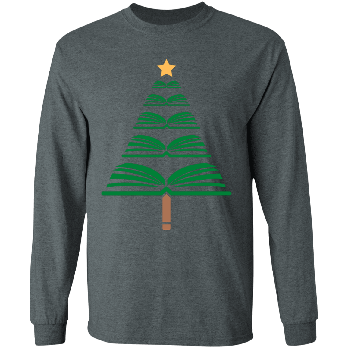 Merry Christmas Book Tree LS T-Shirt