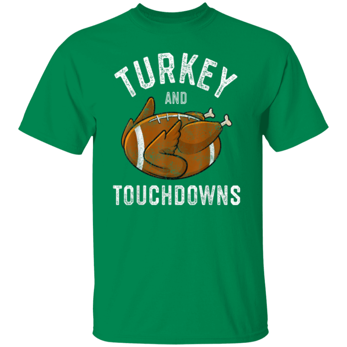 Turkey and Touchdowns Thanksgiving Football T-Shirt