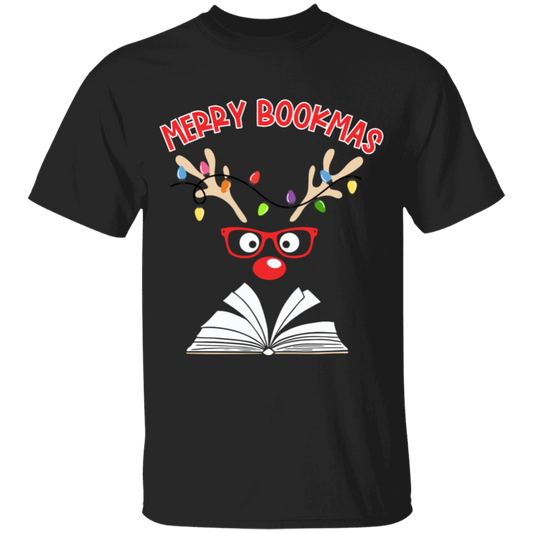 Merry Bookmas Reading Christmas Reindeer Cute Holiday Youth T-Shirt