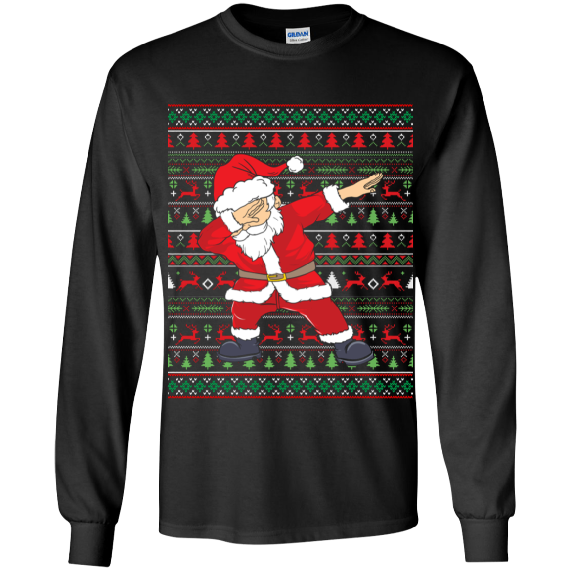 Dabbing Santa Ugly Christmas Sweater Youth LS T-Shirt