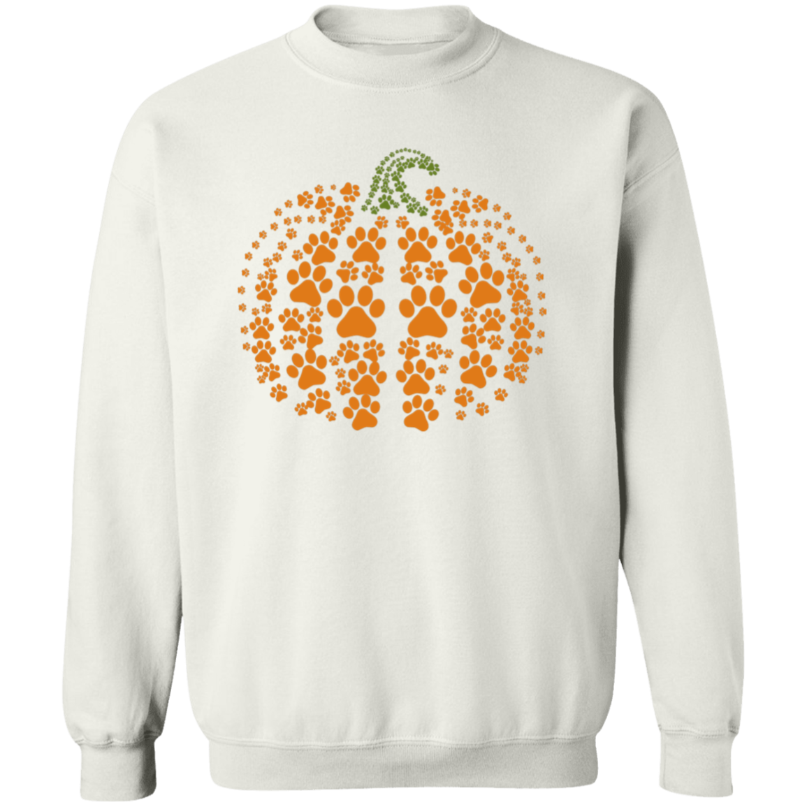 Dog Pawprint Pumpkin Fall Crewneck Pullover Sweatshirt