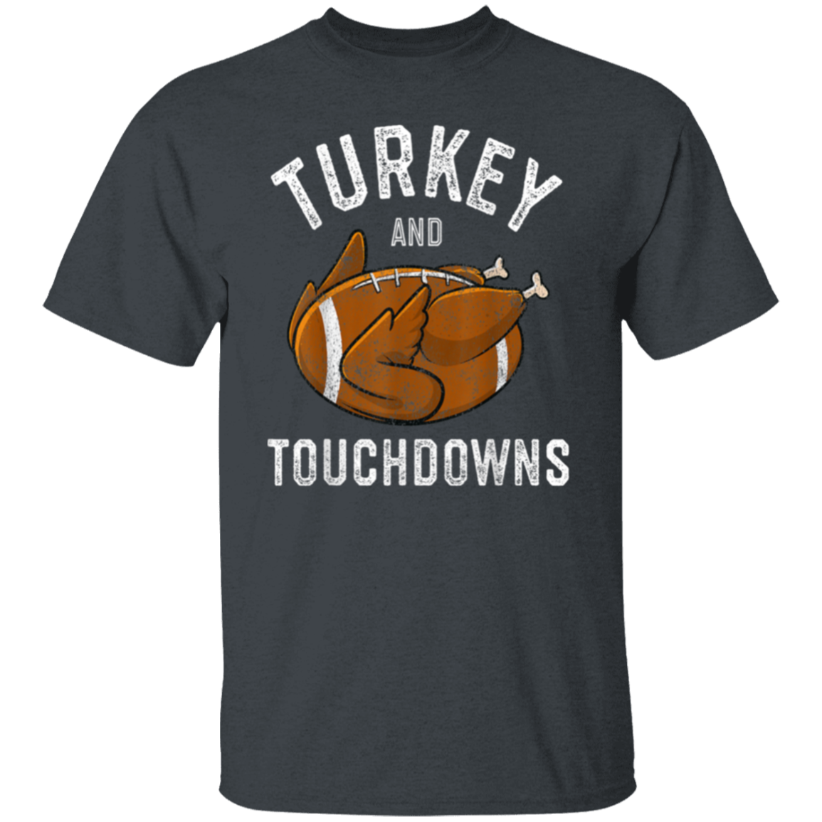 Turkey and Touchdowns Thanksgiving Football T-Shirt