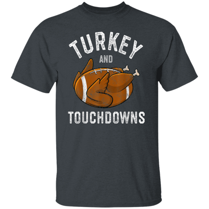 Turkey and Touchdowns Thanksgiving Football T-Shirt