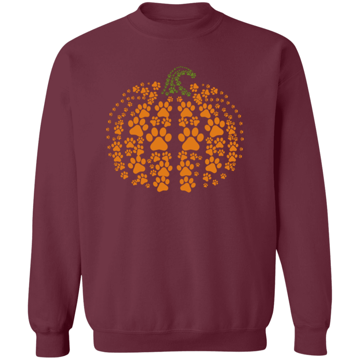 Dog Pawprint Pumpkin Fall Crewneck Pullover Sweatshirt