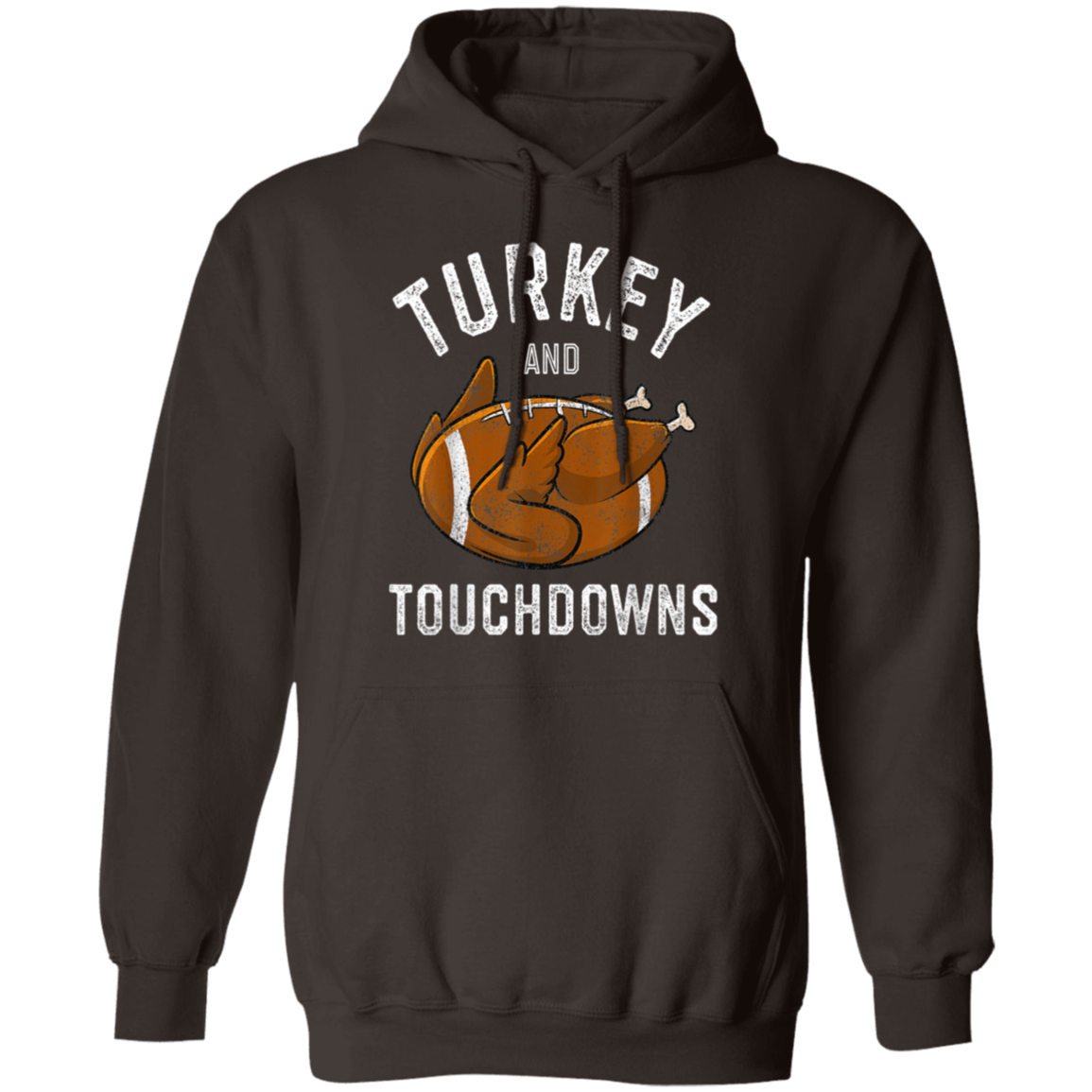 Turkey and Touchdowns Thanksgiving Football Pullover Hoodie