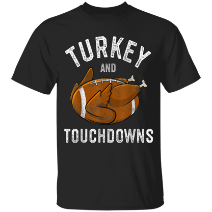 Turkey and Touchdowns Thanksgiving Football Youth T-Shirt