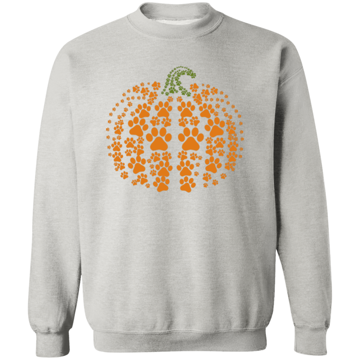 Dog Pawprint Pumpkin Fall Crewneck Pullover Sweatshirt