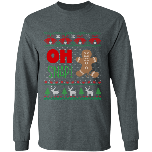 Oh Snap! Gingerbread Man Ugly Christmas Sweater LS T-Shirt