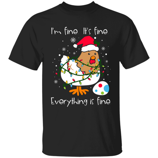 I'm Fine, It's Fine, Everything Is Fine Chicken Funny Christmas Youth T-Shirt