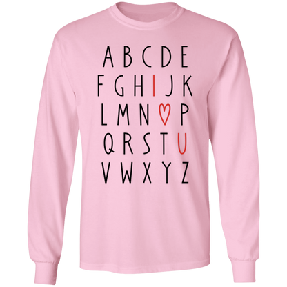 I Love You Alphabet Valentine's Day Collection - Youth T-Shirts, Adult SS & LS Tees, Sweatshirts, & Mugs