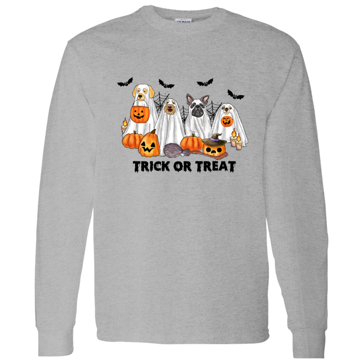 Trick or Treat Ghost Dogs Halloween LS T-Shirt