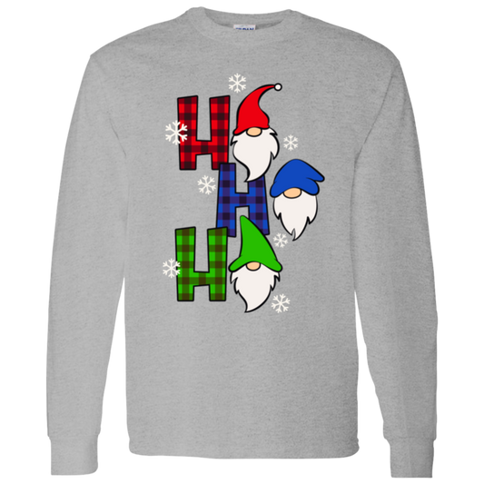 Ho Ho Ho Christmas Gnomes Holiday LS T-Shirt