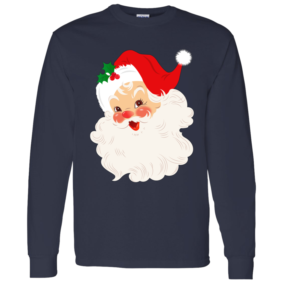 Retro Santa Claus Vintage Style Christmas LS T-Shirt