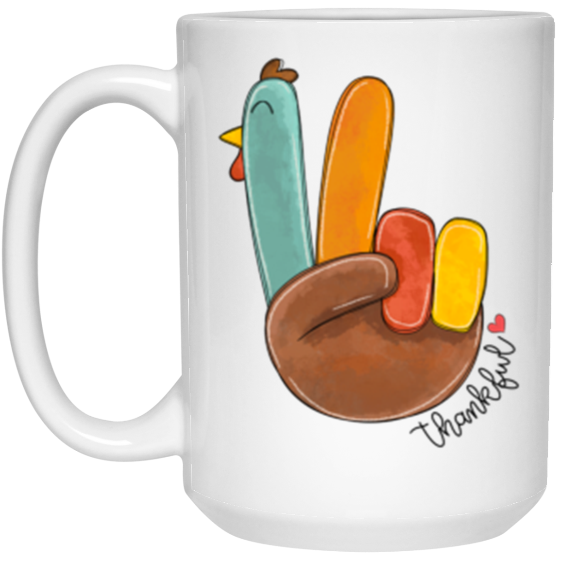 Peace Sign Turkey 11 oz or 15 oz White Ceramic Mug