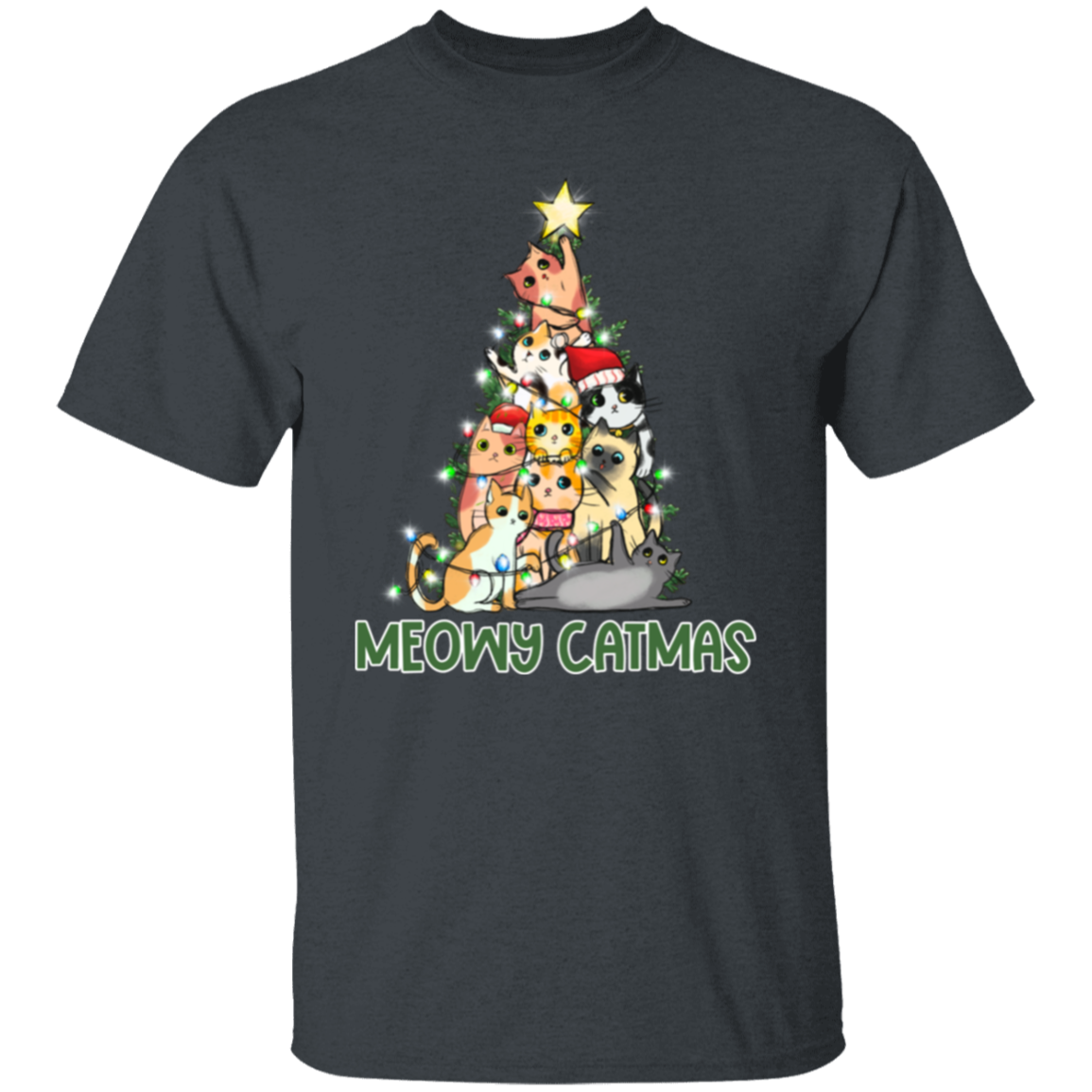 Meowy Catmas Cat Christmas Tree Cute Holiday T-Shirt