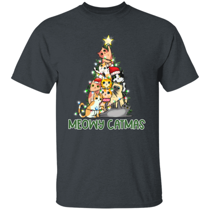 Meowy Catmas Cat Christmas Tree Cute Holiday T-Shirt