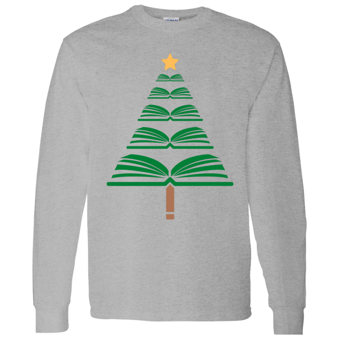 Merry Christmas Book Tree LS T-Shirt