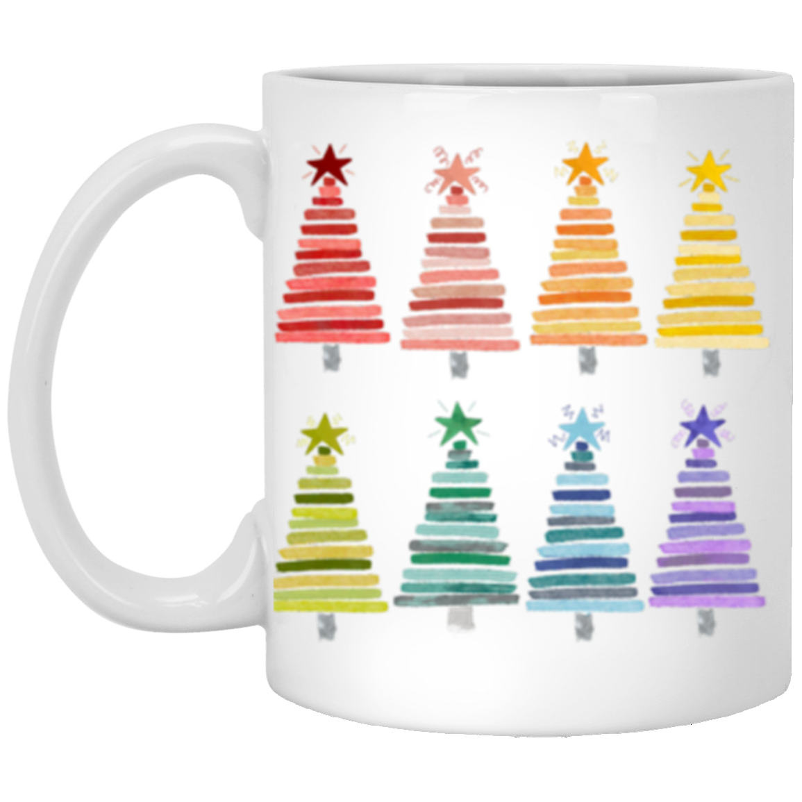 Colorful Rainbow Christmas Trees Collection - Graphic T-Shirts, Long-Sleeve Tees, Hoodie Tees, Sweatshirts, & Mugs