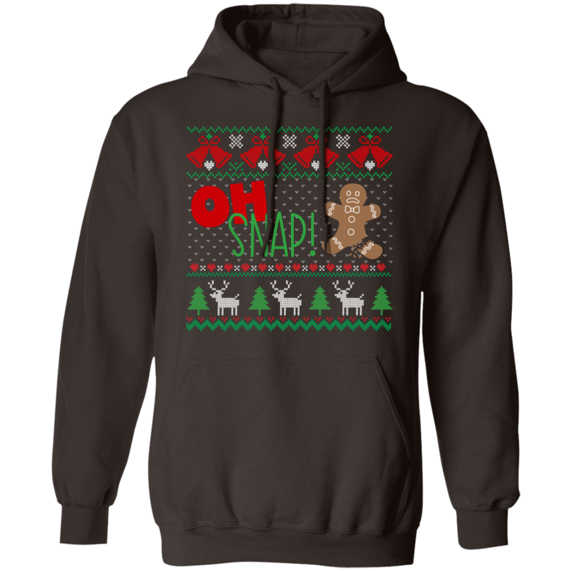 Oh Snap! Gingerbread Man Ugly Christmas Sweater Pullover Hoodie