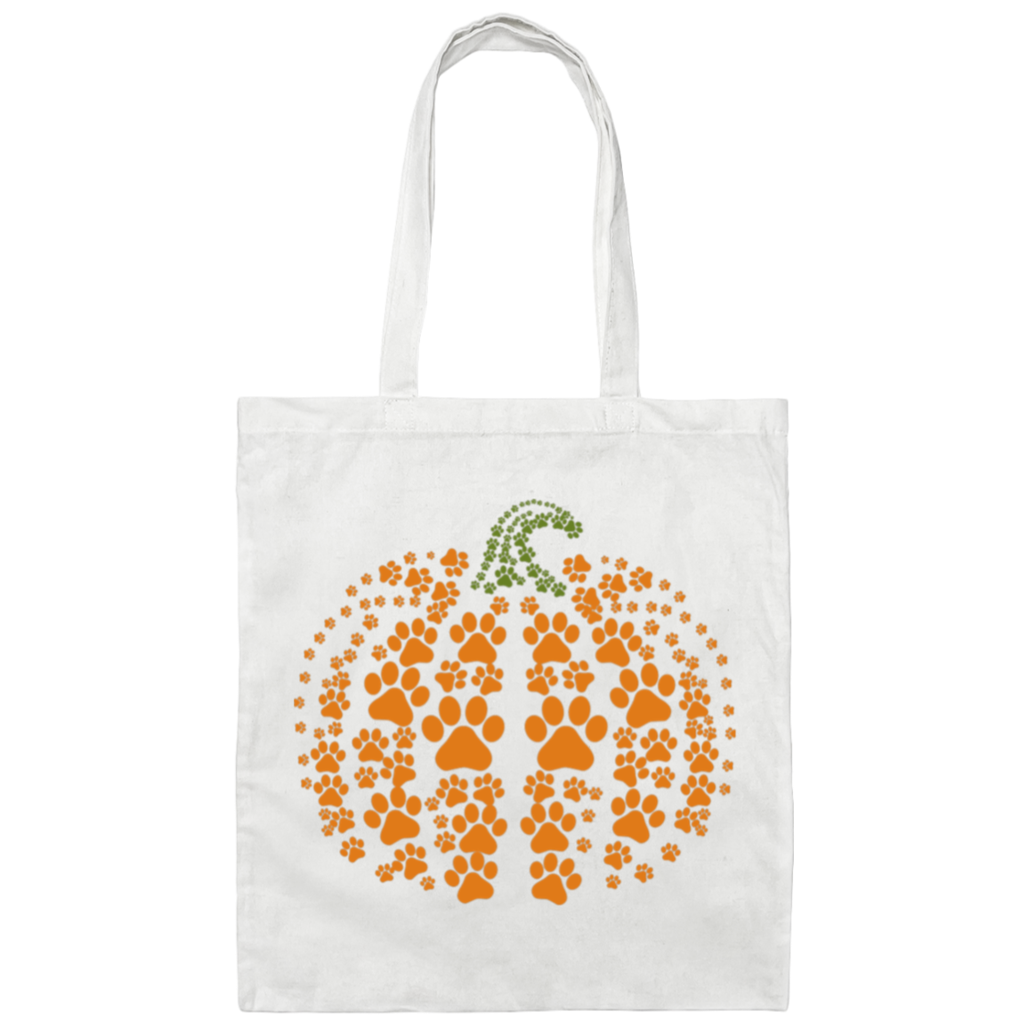 Dog Pawprint Pumpkin Canvas Tote Bag