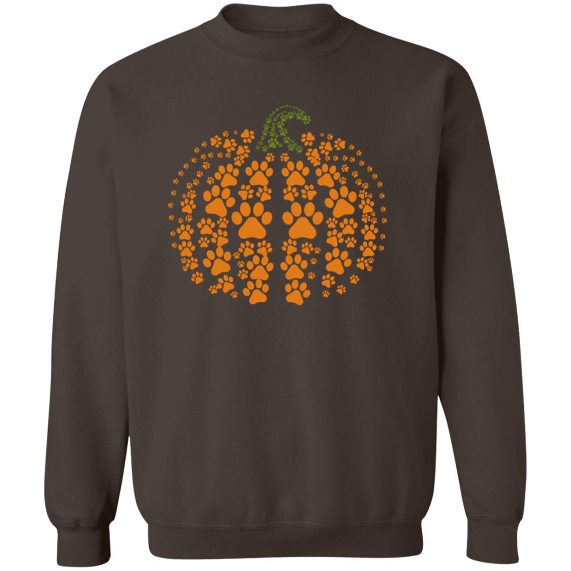 Dog Pawprint Pumpkin Fall Crewneck Pullover Sweatshirt