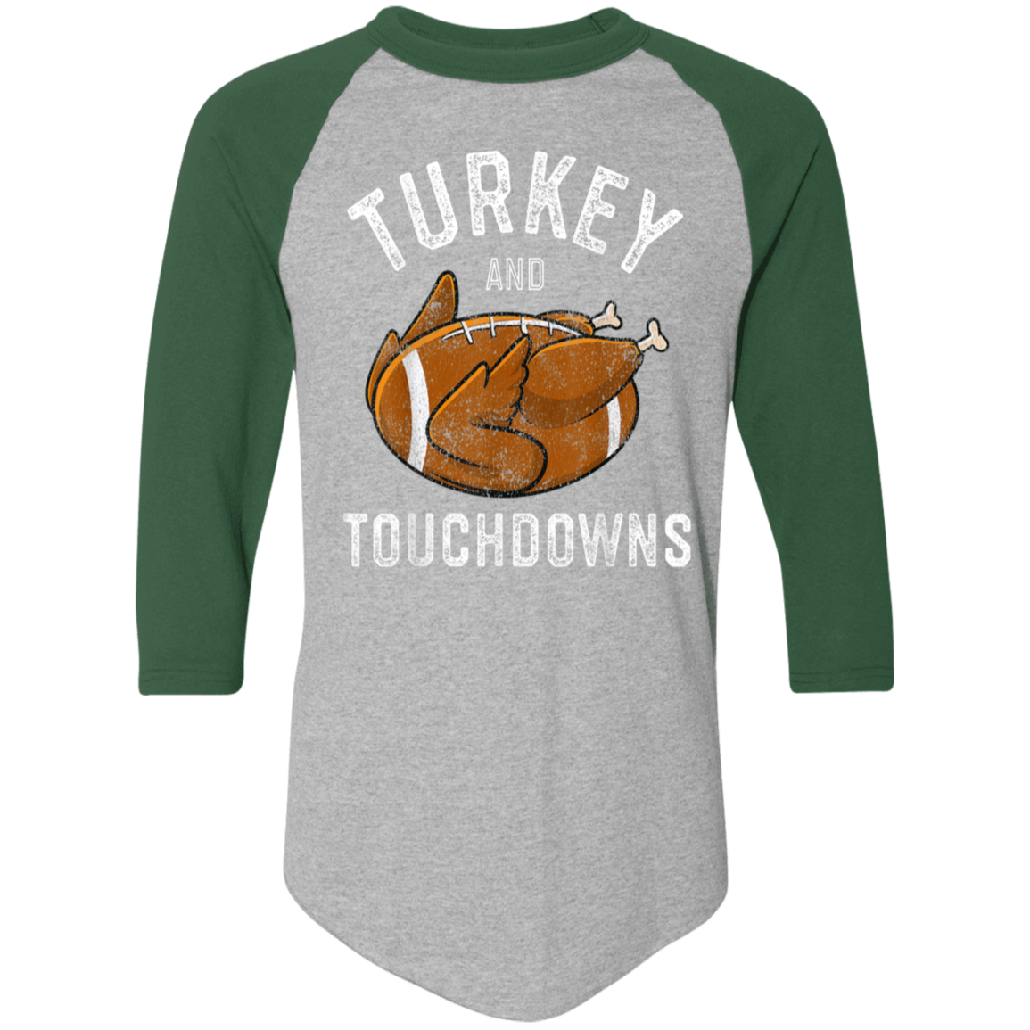 Turkey and Touchdowns Thanksgiving Football Colorblock Raglan Jersey