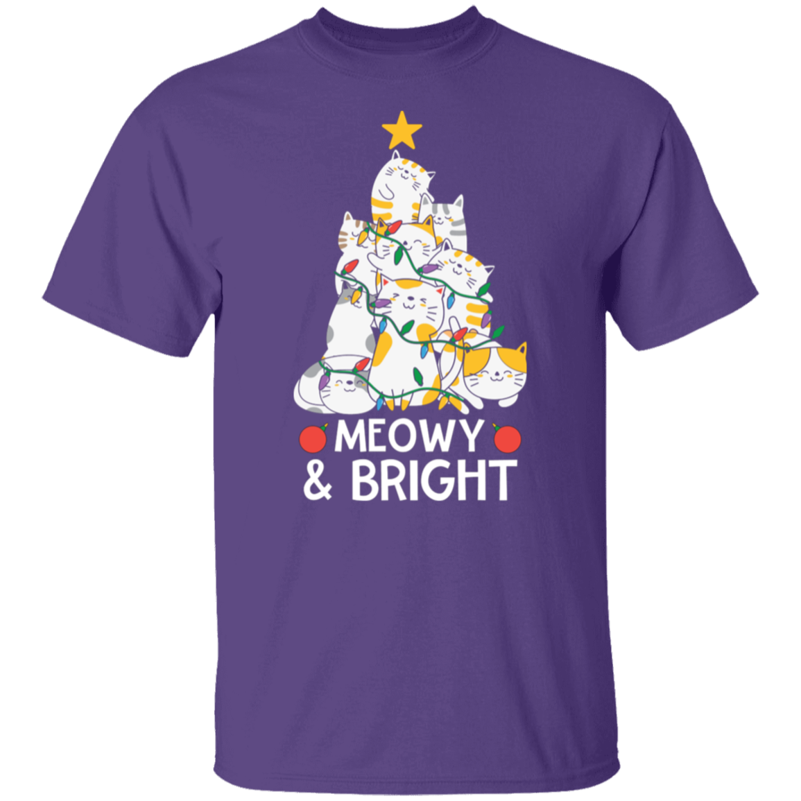 Meowy & Bright Cat Christmas Tree T-Shirt