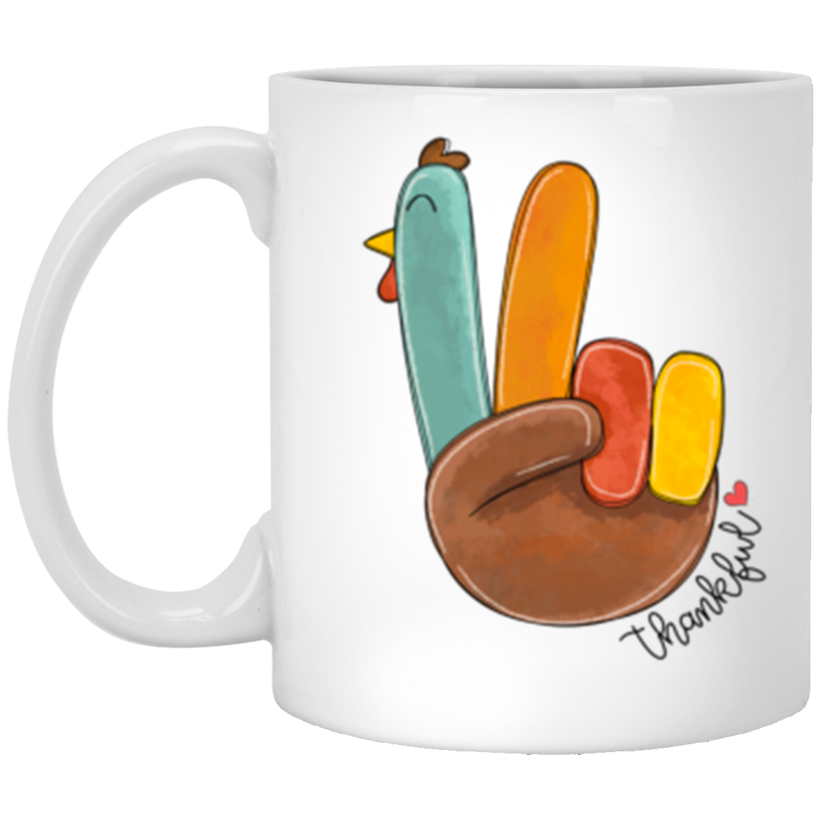 Peace Sign Turkey 11 oz or 15 oz White Ceramic Mug