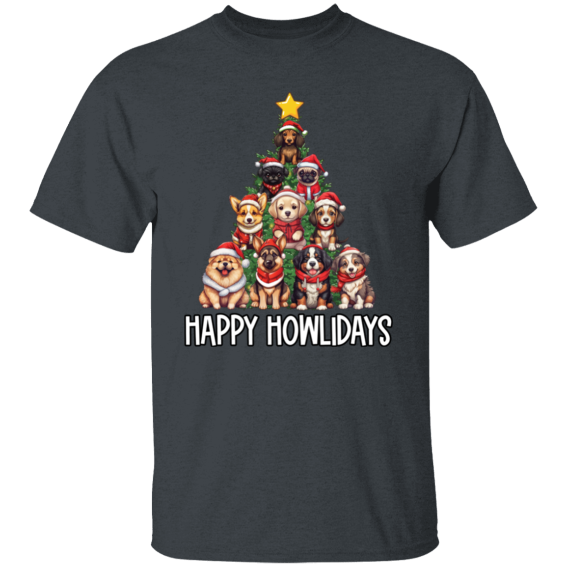 Happy Howlidays Dog Christmas Tree T-Shirt