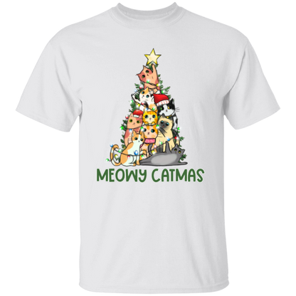 Meowy Catmas Cat Christmas Tree Cute Holiday T-Shirt