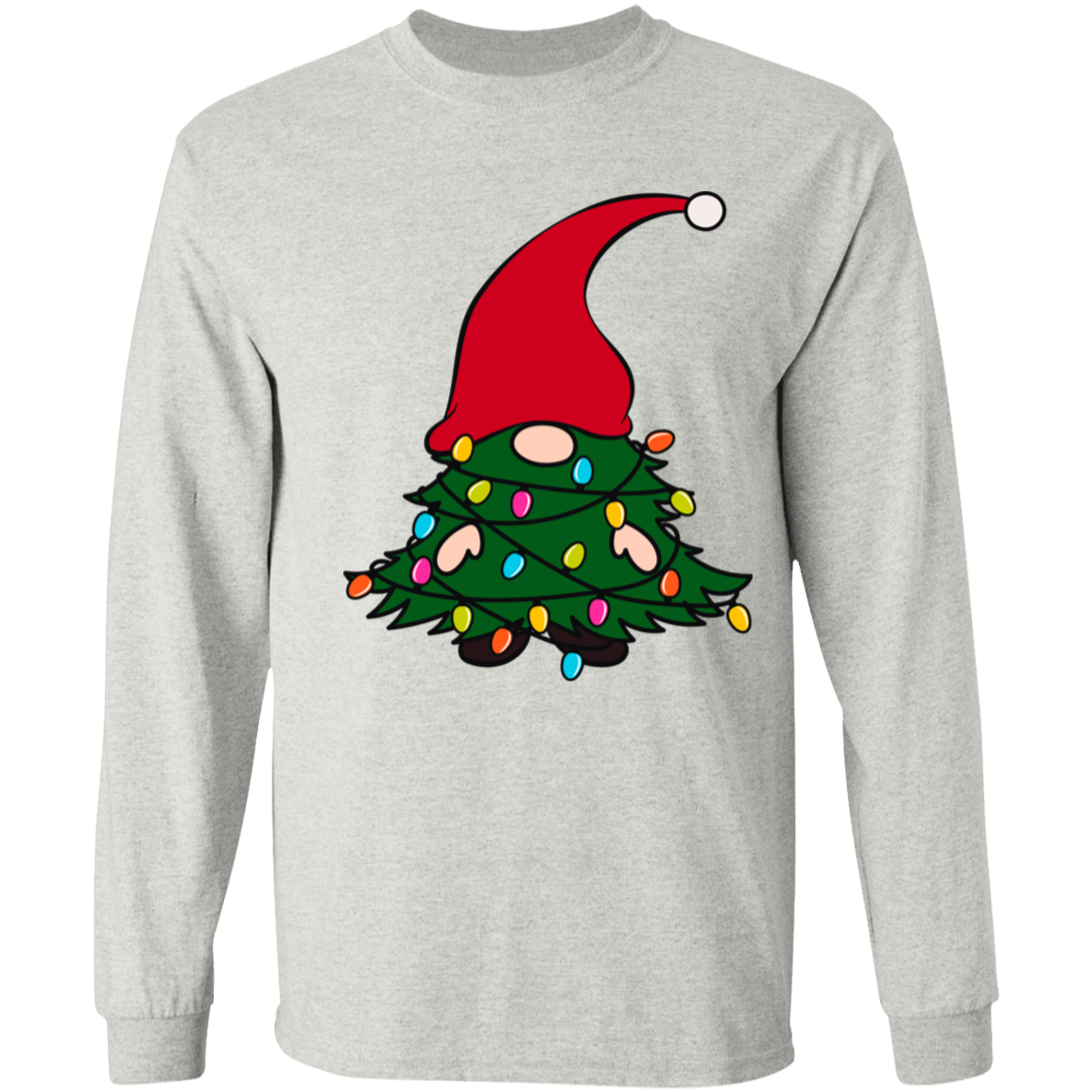 Christmas Tree Gnome Funny Holiday LS T-Shirt