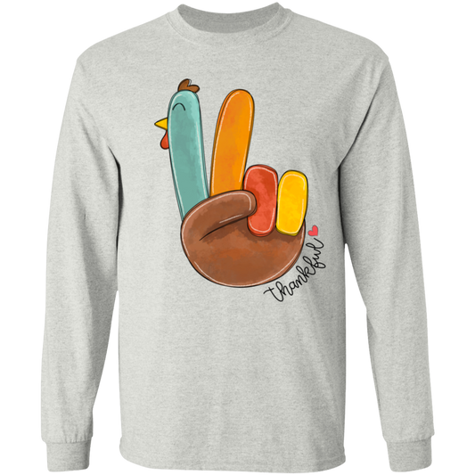 Peace Sign Turkey Thanksgiving  LS T-Shirt