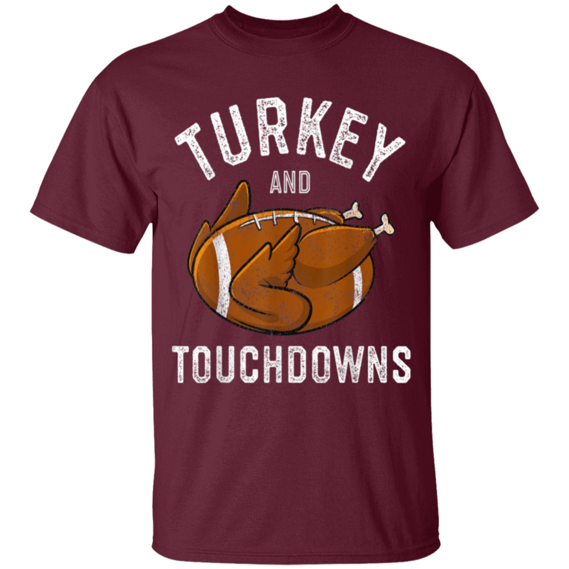 Turkey and Touchdowns Thanksgiving Football Youth T-Shirt