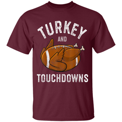 Turkey and Touchdowns Thanksgiving Football Youth T-Shirt