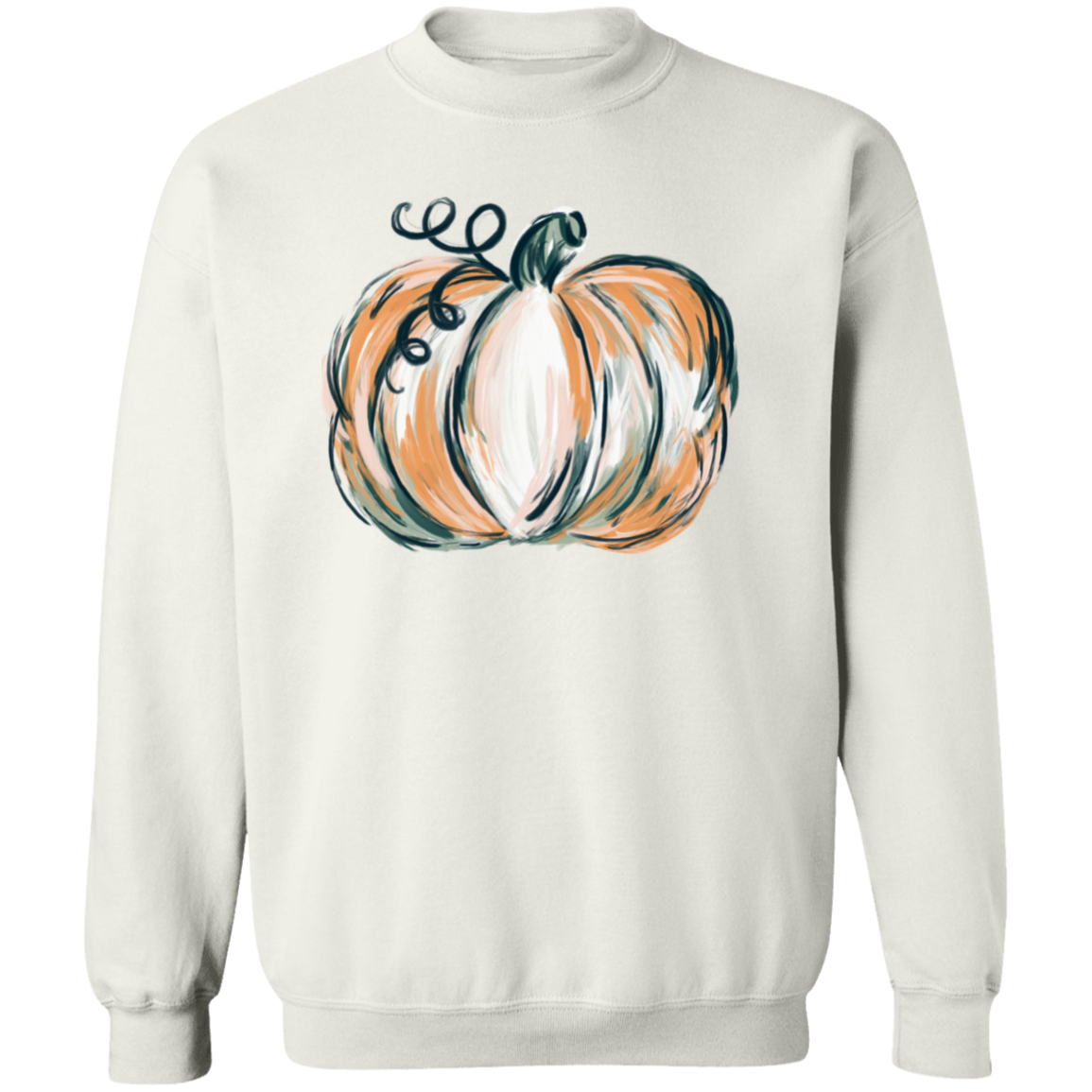 Painted Pumpkin Fall Thanksgiving Crewneck Pullover Sweatshirt